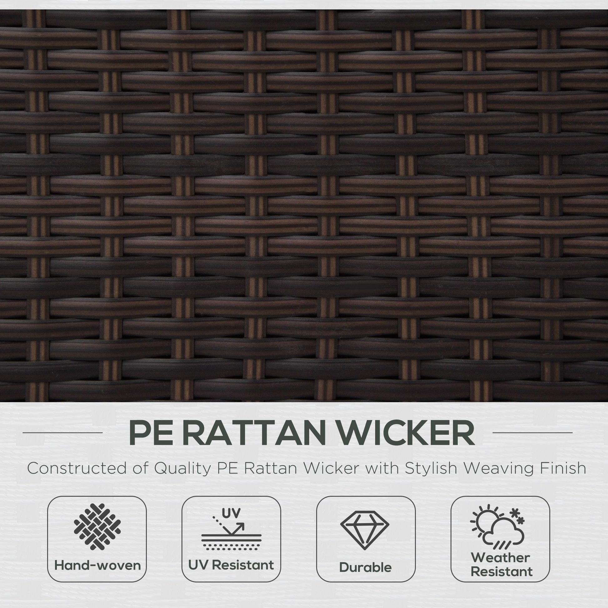Single Seater Rattan Chair, PE Wicker Garden Armchair with 10 cm Thickened Cushion, All-Weather Rattan Garden Chair with Armrests, Brown