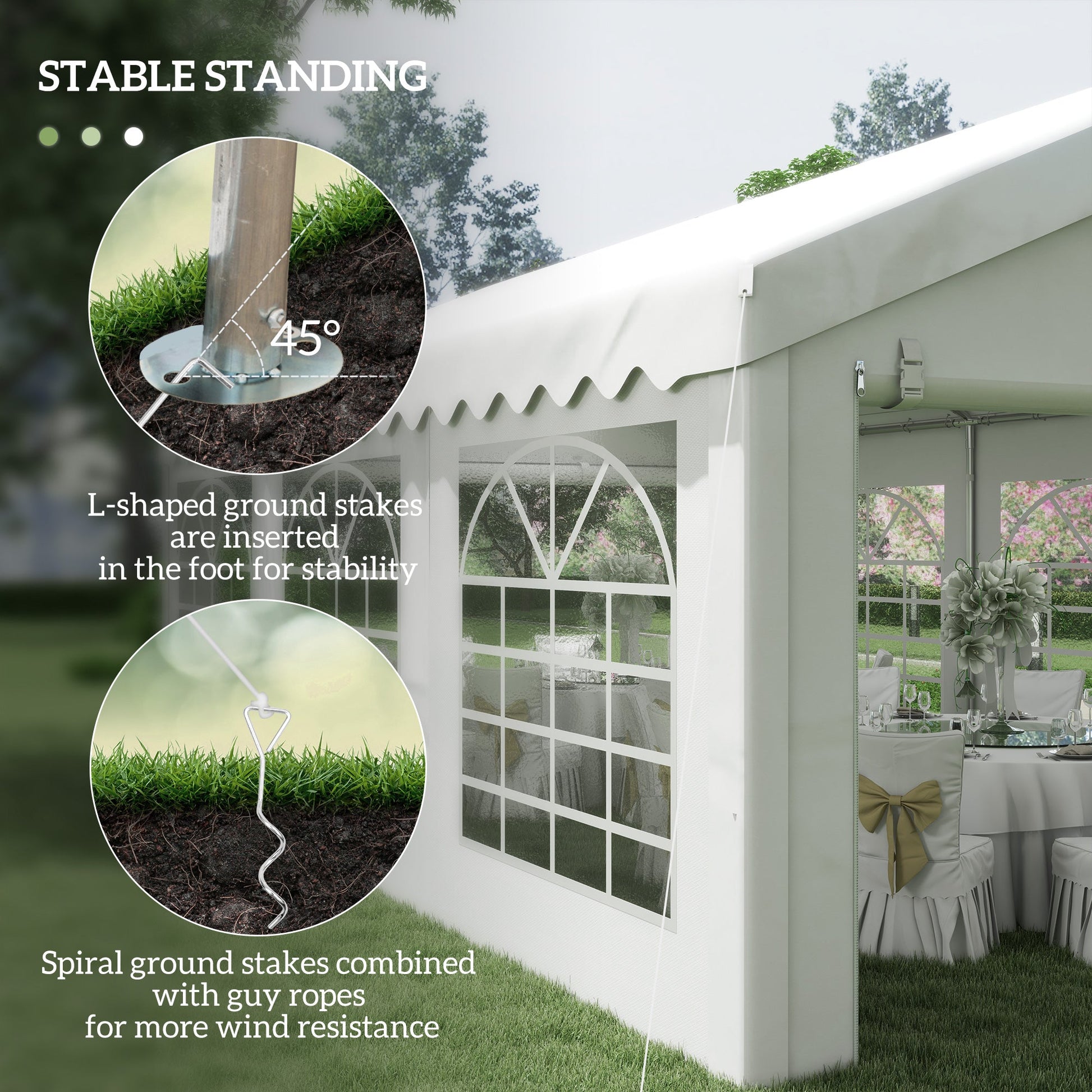 6m x 4m Garden Gazebo, Galvanised Marquee Party Tent with Removable Sides and Windows for Parties, Wedding and Events, White