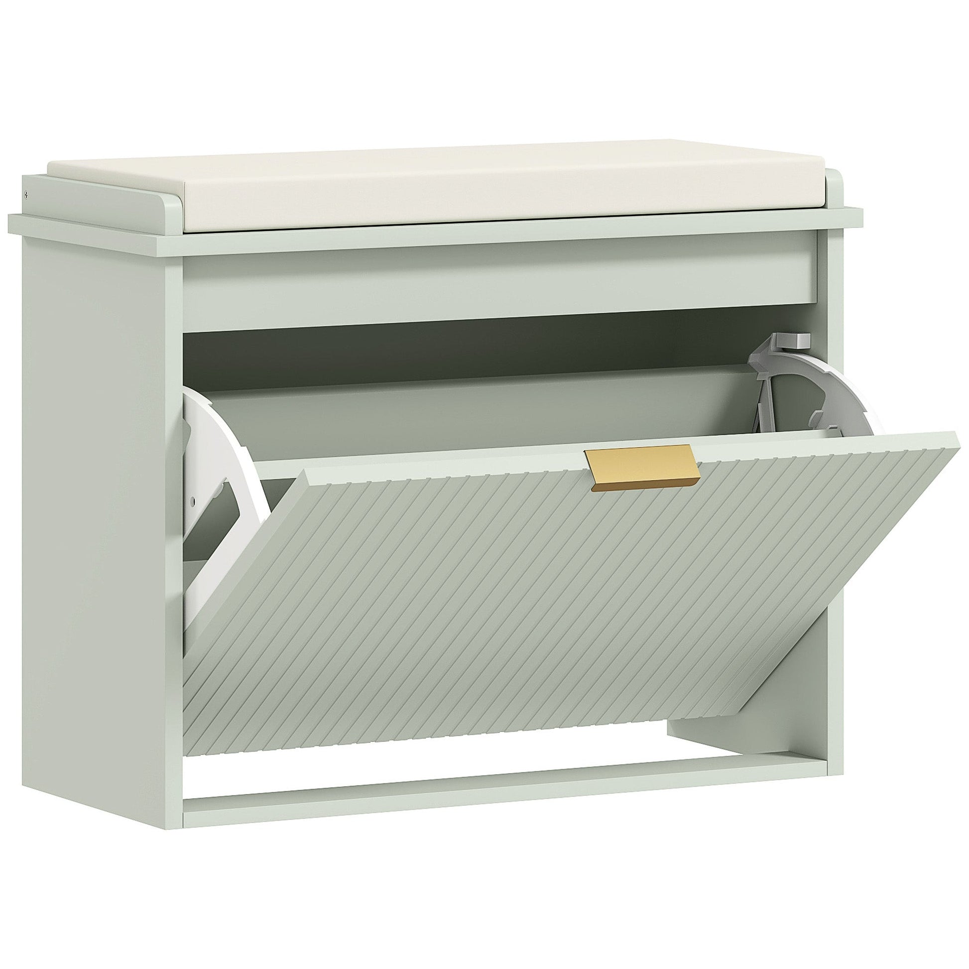 Elegant Six Shoe Bench, with Top Seat - Green