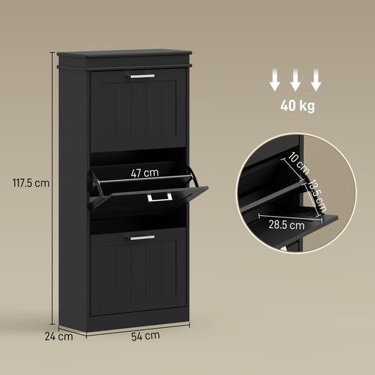 Three-Drawer Minimalistic Shoe Cabinet - Black