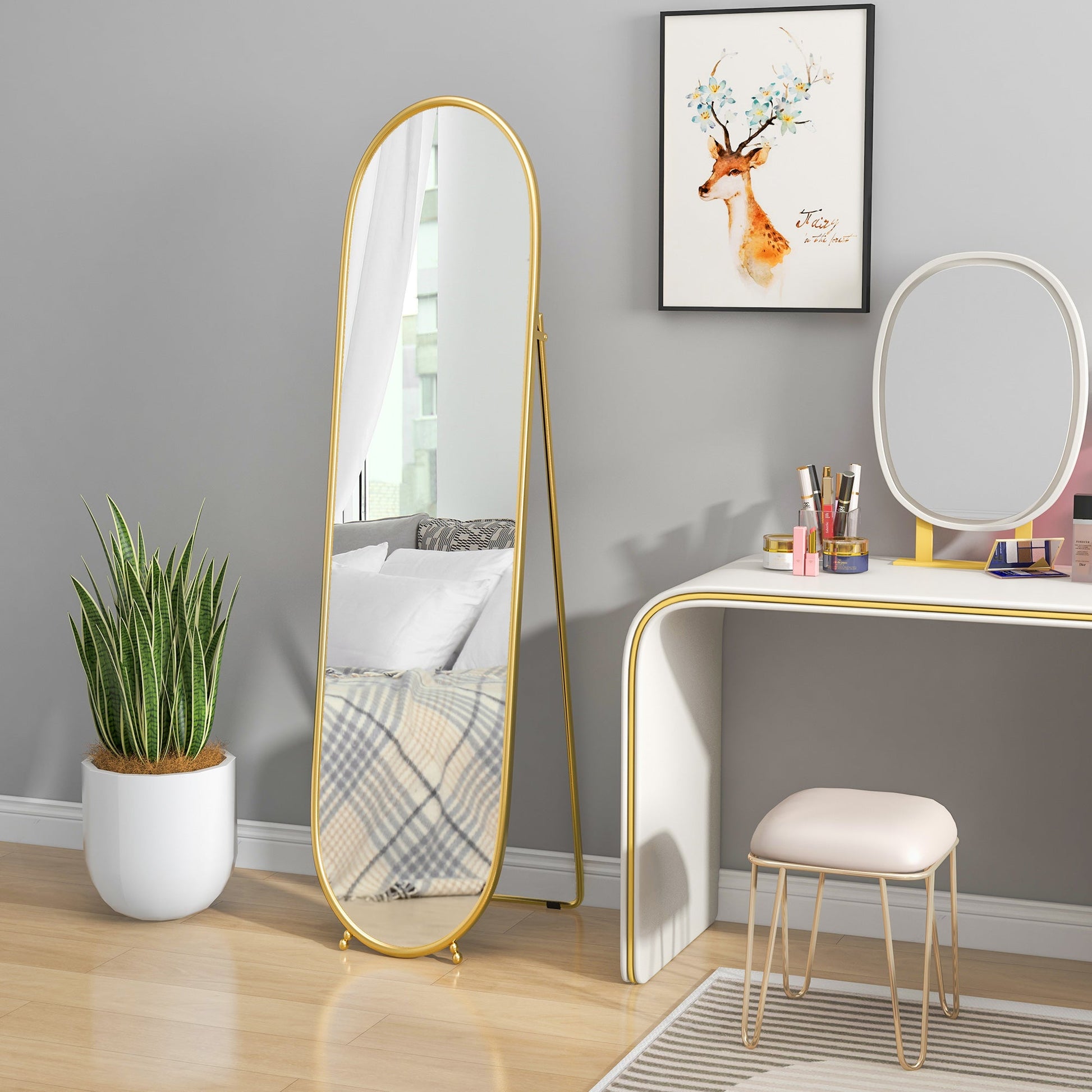 Two-Way Curved Full Length Mirror - Gold Tone