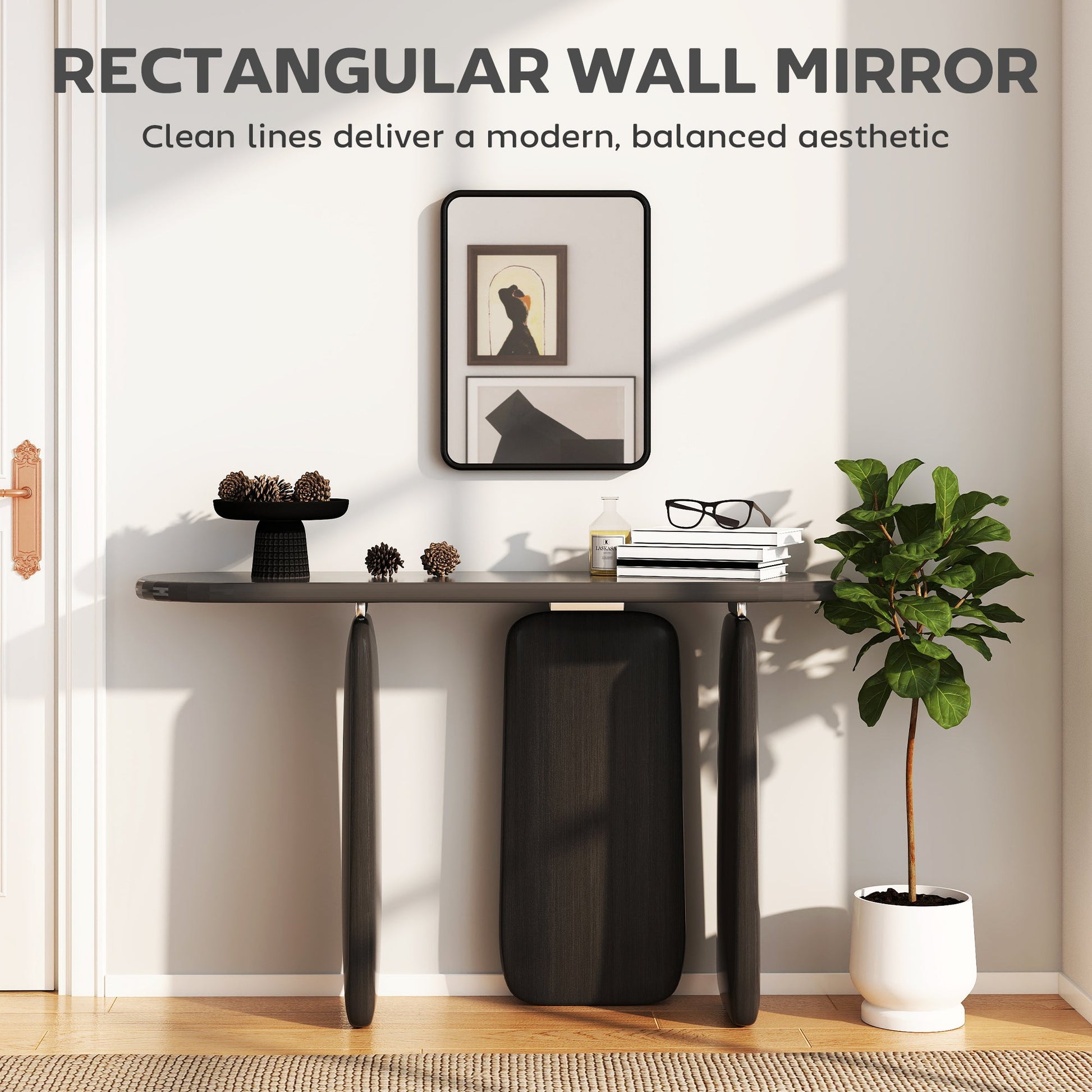 Rectangular Wall Mirror with HD Glass - Black