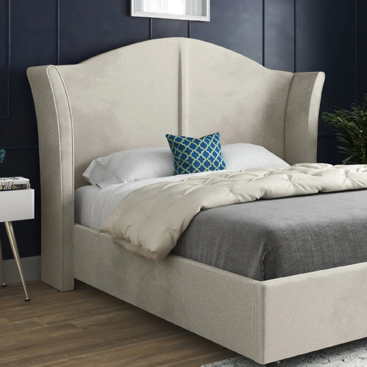 Henry Curved Top Curved Winged Upholstered Bed Frame