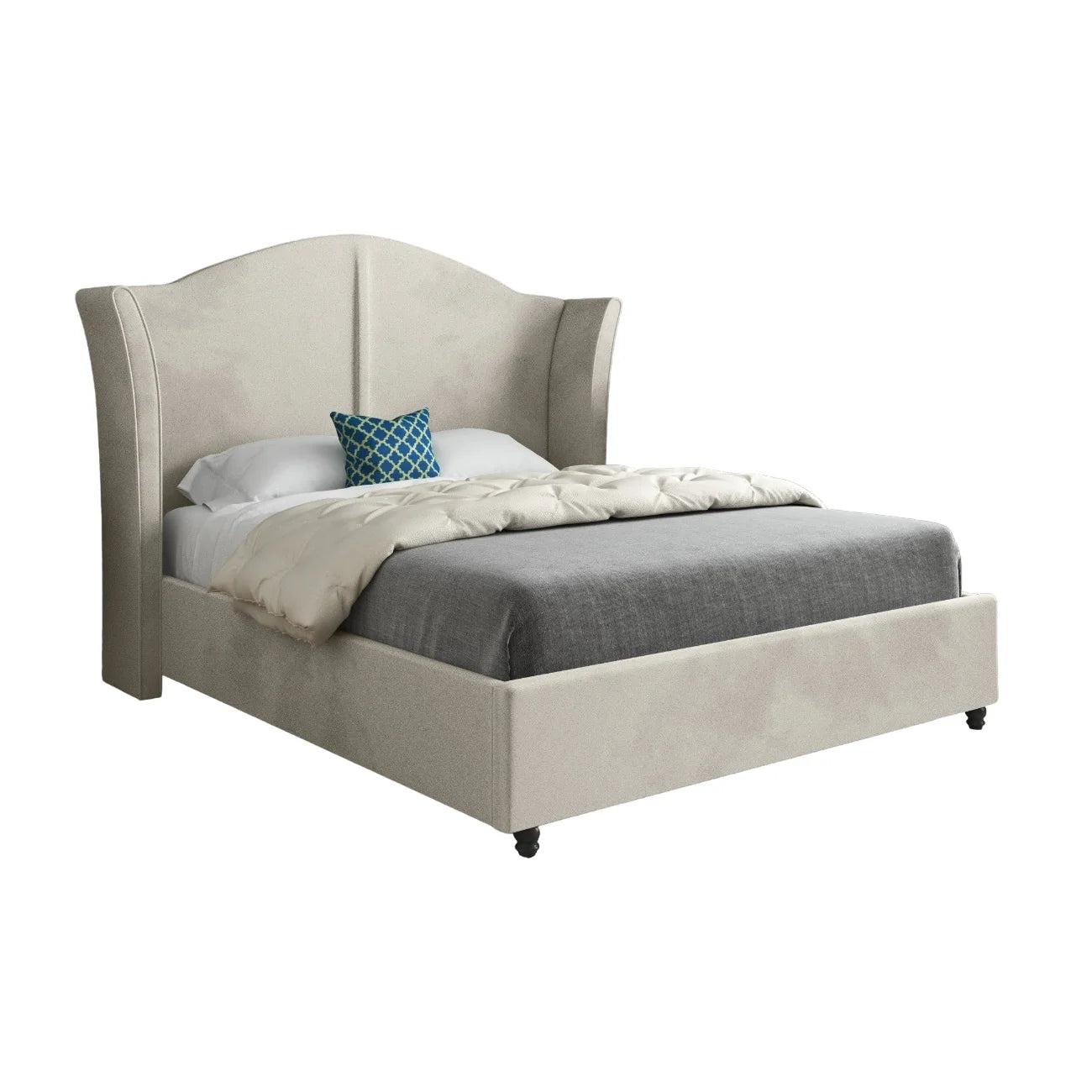 Henry Curved Top Curved Winged Upholstered Bed Frame
