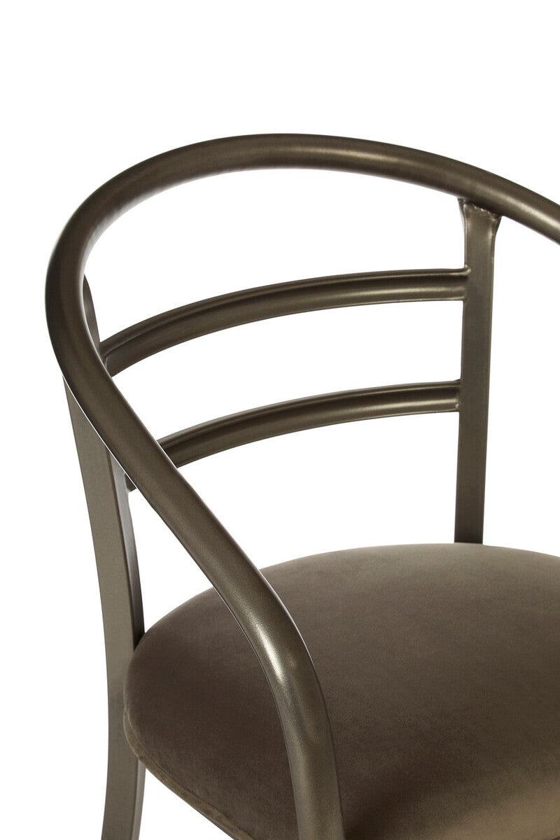New Foundry Brown Fabric Curved Dining Chair