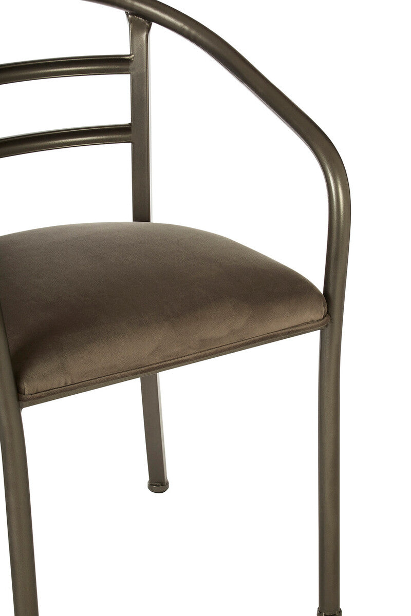 New Foundry Brown Fabric Curved Dining Chair