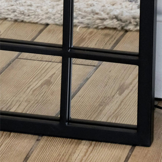 Full Length Black Metal Rectangle Window Mirror - 180cm x 105cm.