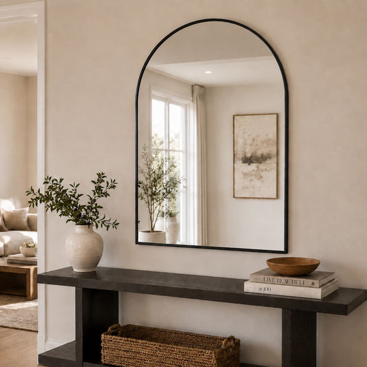 Akiko - Black Metal Arched Mirror - 120cm x 95cm