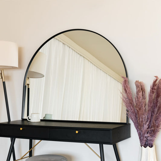 Black Metal Arched Mirror - 95cm x 120cm
