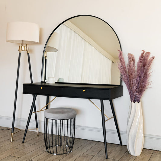 Black Metal Arched Mirror - 95cm x 120cm