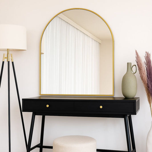 Akiko - Gold Metal Arched Mirror - 120cm x 95cm