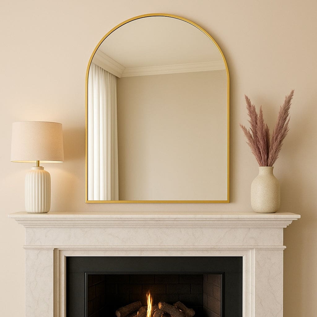 Akiko - Gold Metal Arched Mirror - 120cm x 95cm