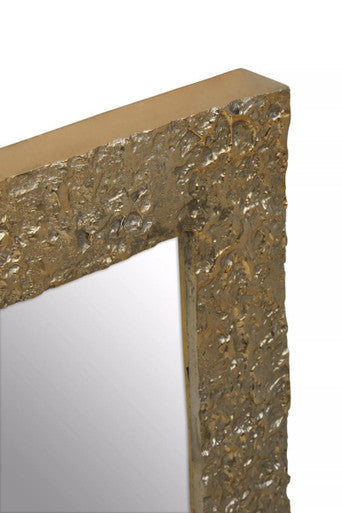 Textured Gold Finish Rectangular Wall Mirror | Akola