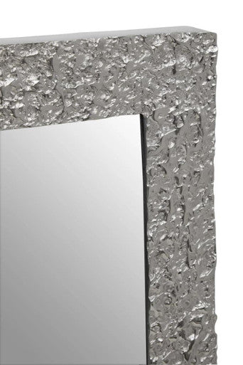 Textured Silver Frame Rectangular Wall Mirror | Akola