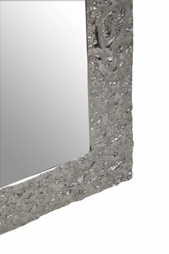 Textured Silver Frame Rectangular Wall Mirror | Akola