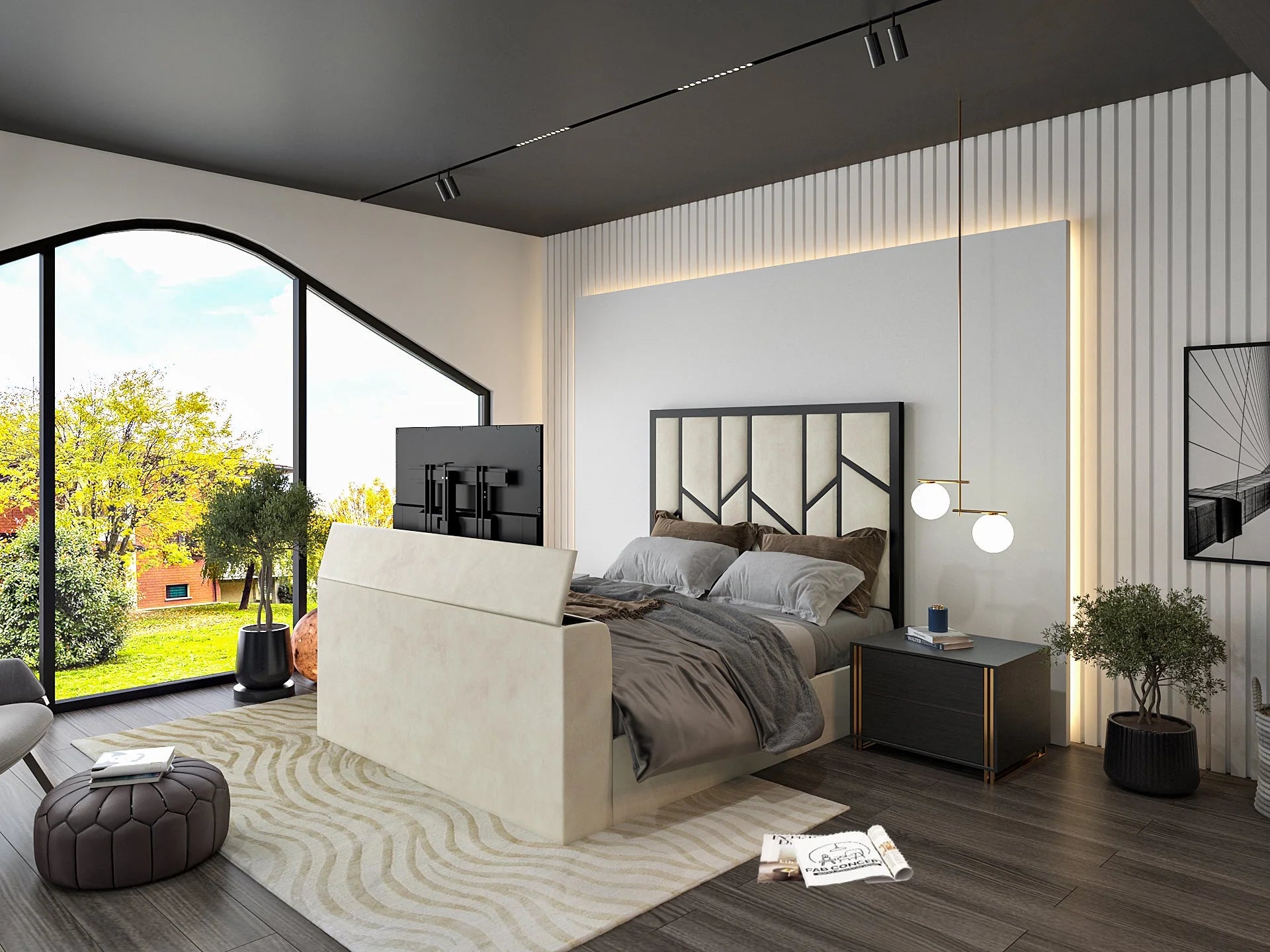 Thorin Luxe Metal Tv Bed Frame