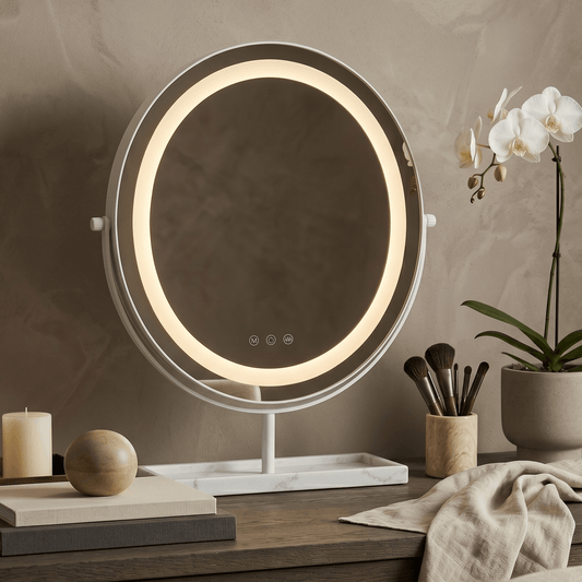 Aurelia LED Vanity Mirror White & Marble Effect Base