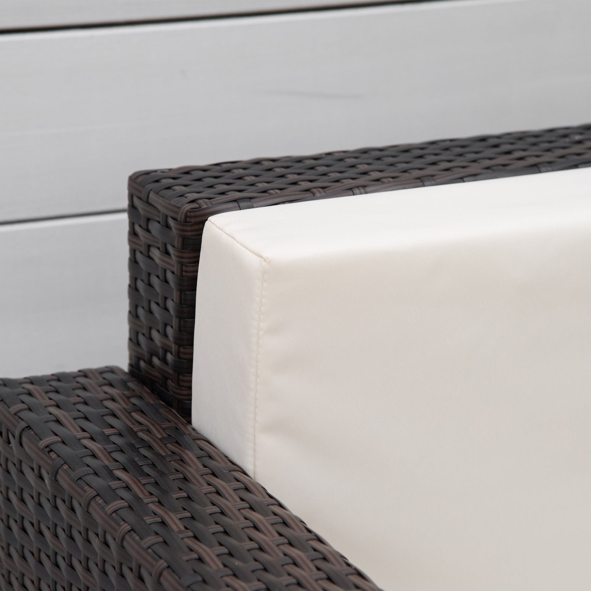 Single Seater Rattan Chair, PE Wicker Garden Armchair with 10 cm Thickened Cushion, All-Weather Rattan Garden Chair with Armrests, Brown
