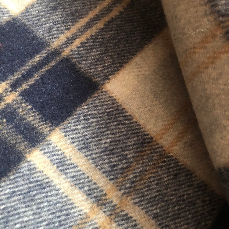 Silver Recycled Wool Blanket in Soft Check Pattern