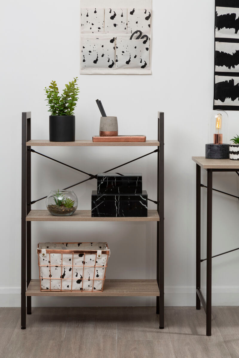 Bradbury Grey Oak Veneer 3 Tier Ladder Shelf Unit