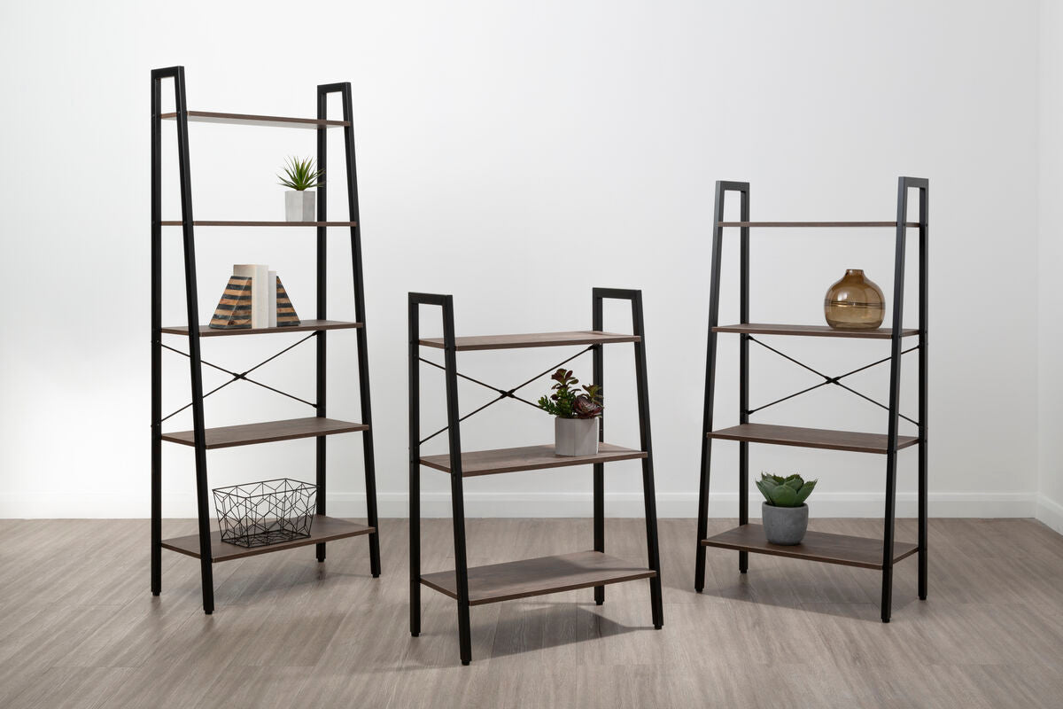 Bradbury Dark Oak Veneer 4 Tier Ladder Shelf Unit
