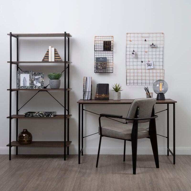 Bradbury Dark Oak Veneer Desk with Metal Frame