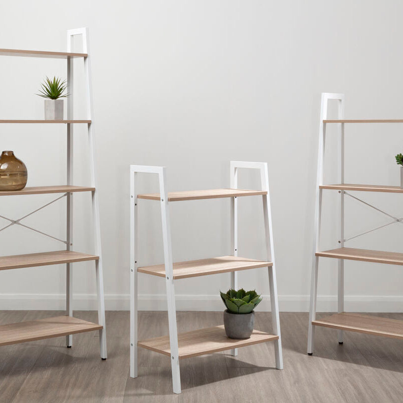 Bradbury Natural Oak Veneer 3 Tier Ladder Shelf Unit