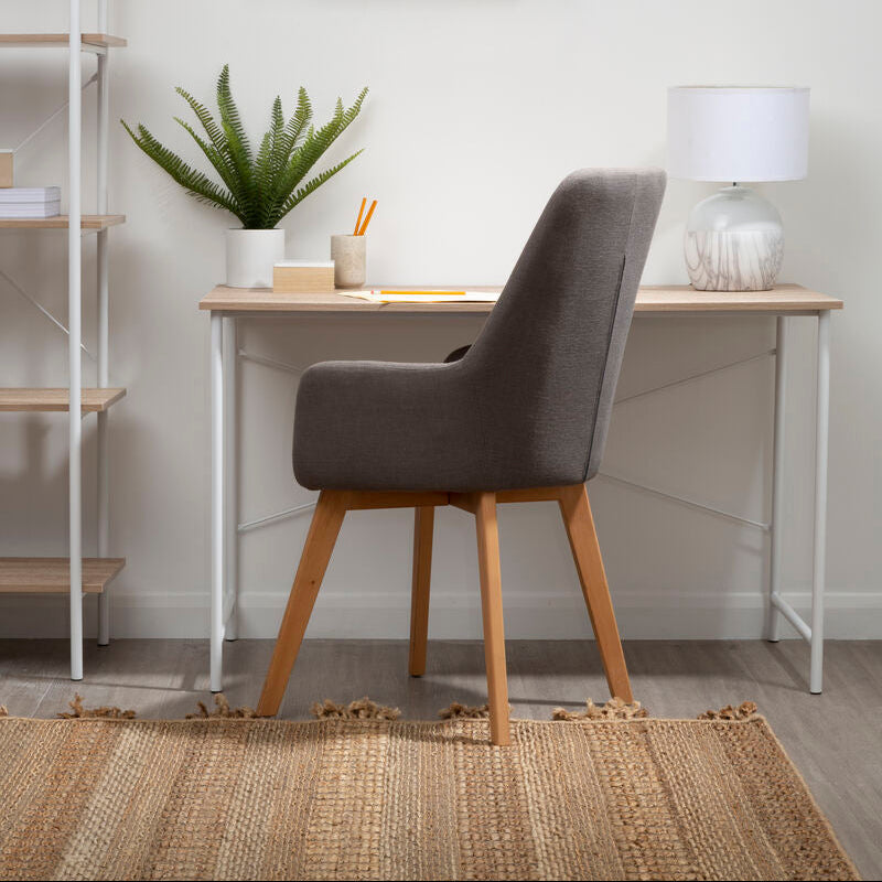 Stockholm Grey Fabric Dining Chair with Armrests