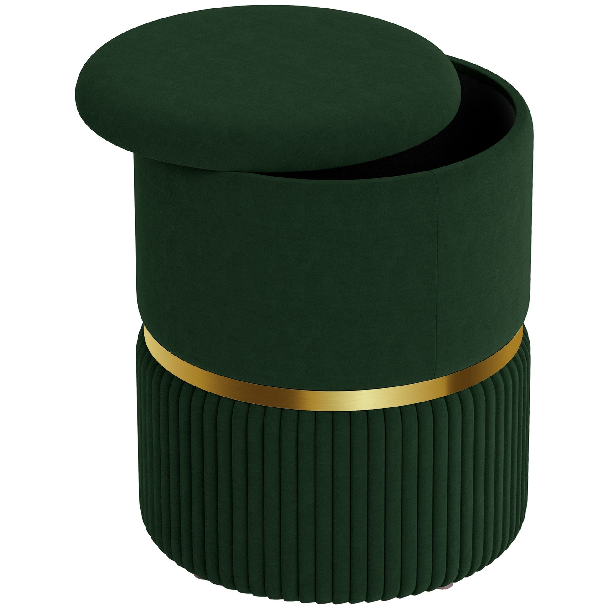Velvet-Feel Storage Ottoman - Green