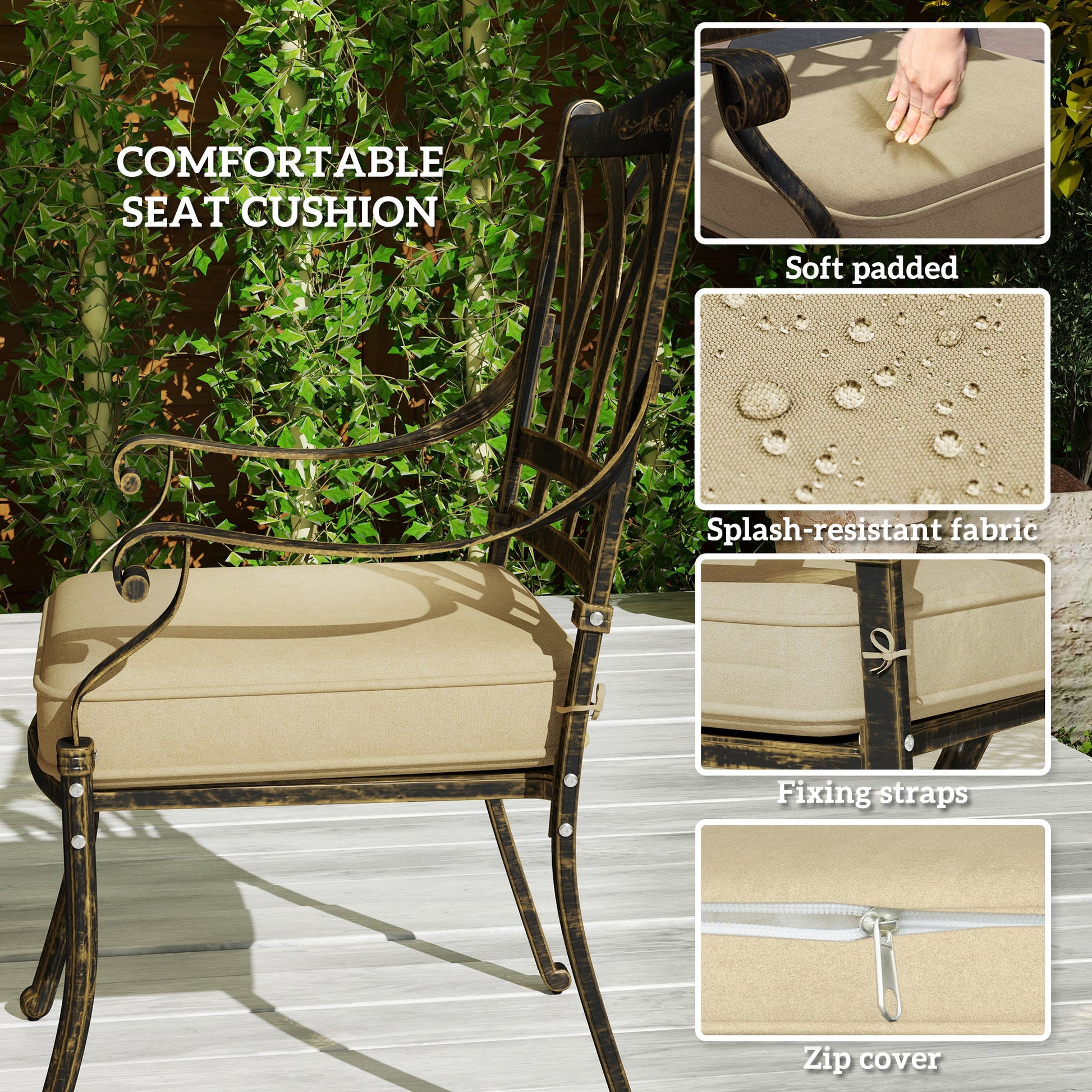 Nine-Piece Cast Aluminium Garden Dining Set - Bronze Tone