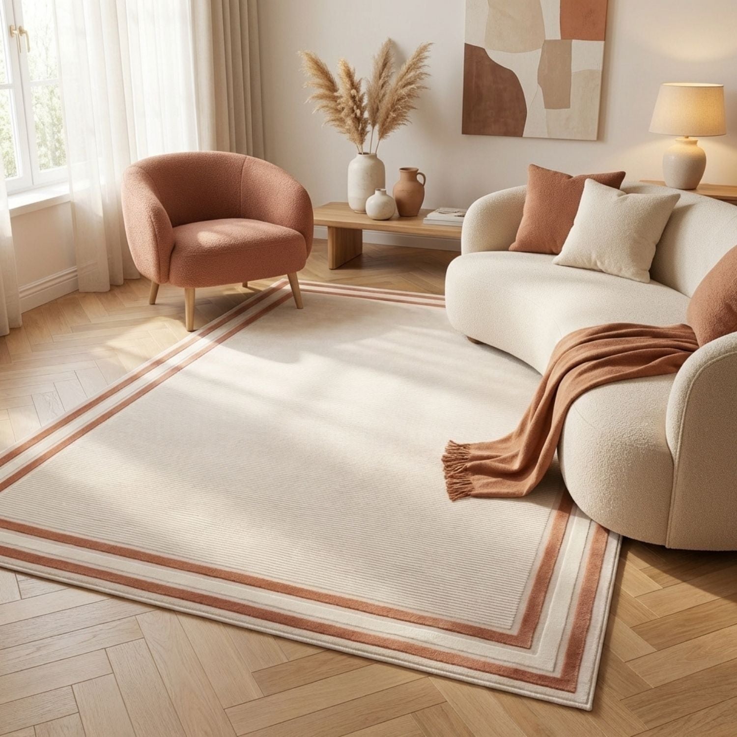 Carmel Cream-Terra Bordered Rug | 6060