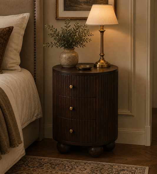 Curved Fluted 3-Drawer Bedside
