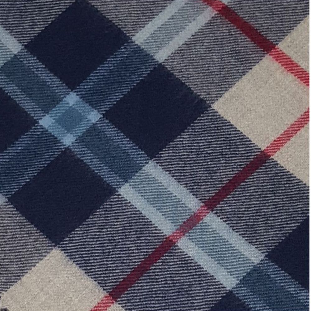 Navy Recycled Wool Blanket in Classic Tartan Check