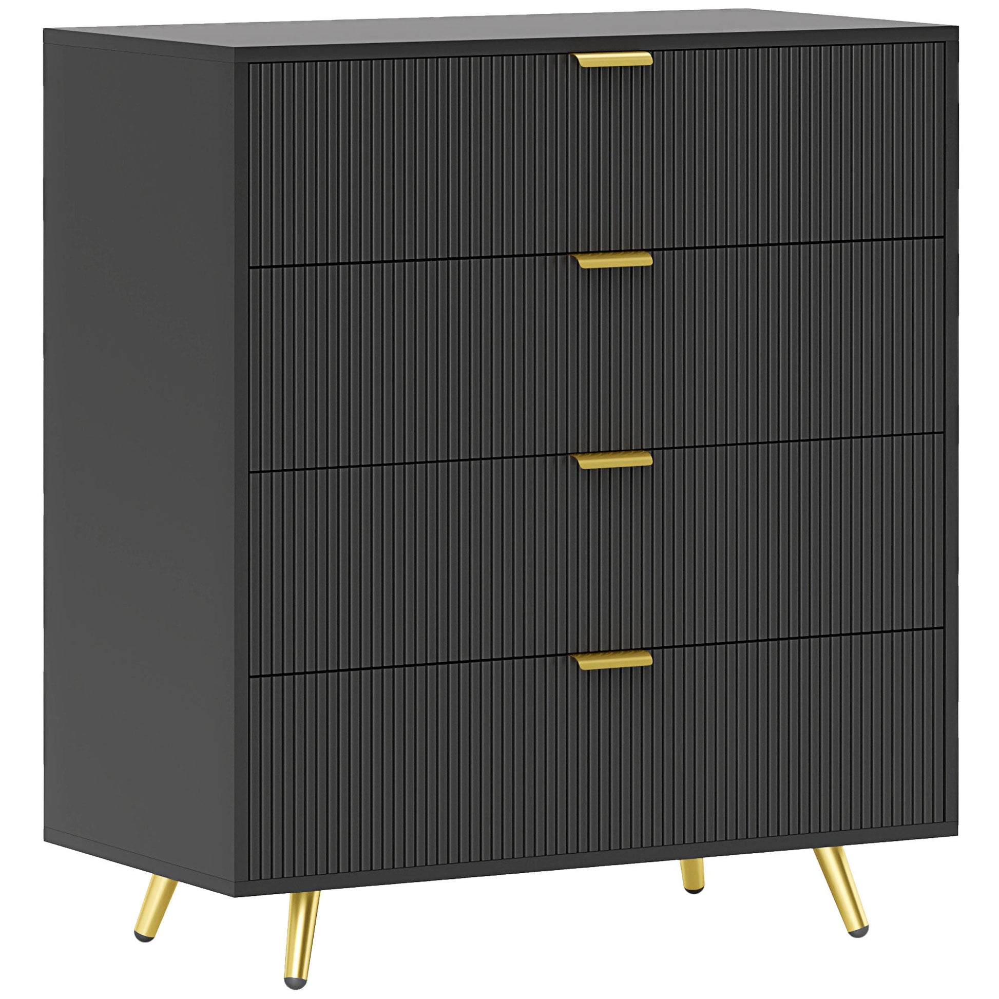 Elegant Four-Drawer Chest Table - Black