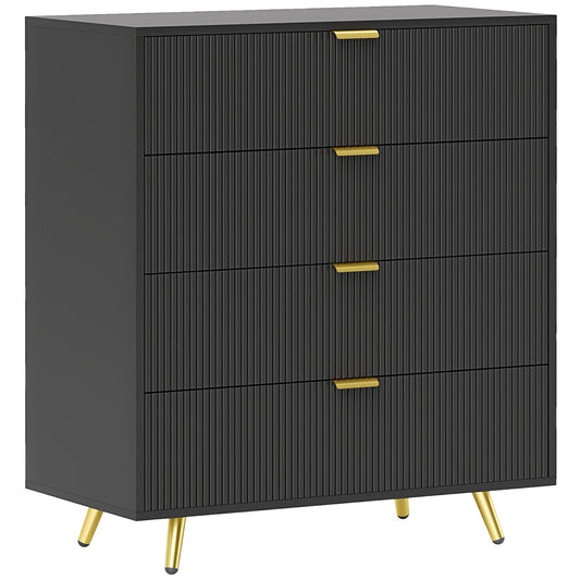 Elegant Four-Drawer Chest Table - Black