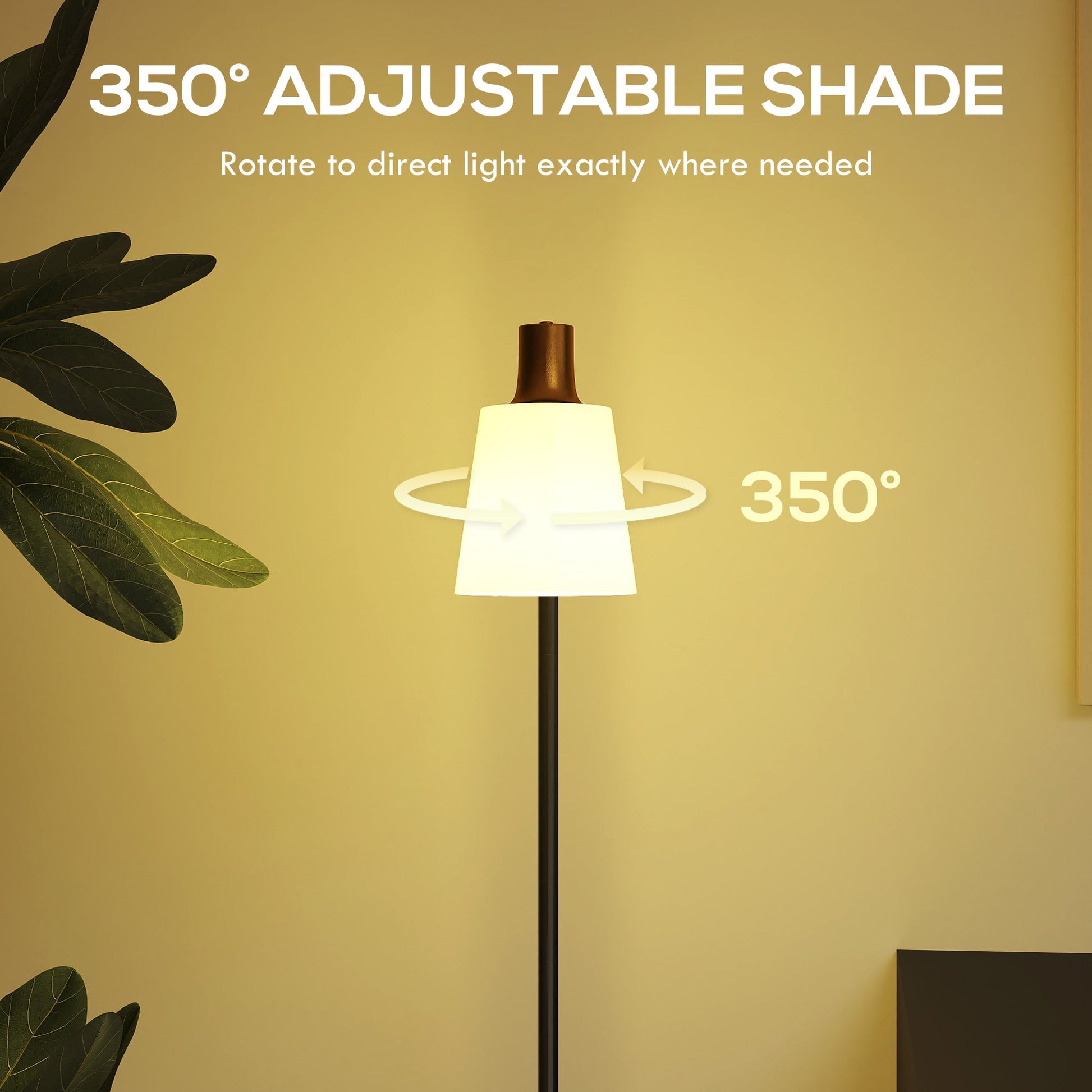 Floor Lamp with 350° Rotatable Head, Modern Standing Lamp with 3000K/4000K/6500K Colour Temperatures for Living Room Bedroom Office, Black