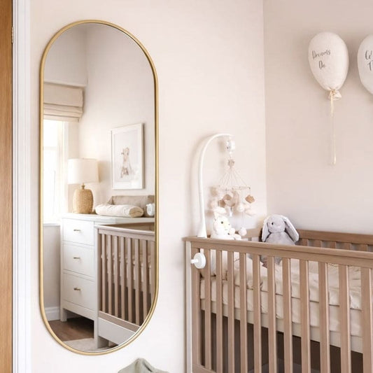 Full Length Gold Metal Runway Oval Mirror - 150cm x 60cm