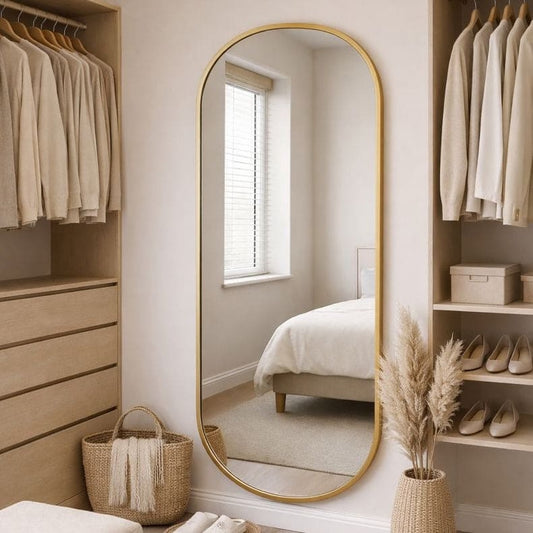 Full Length Gold Metal Runway Oval Mirror - 180cm x 80cm