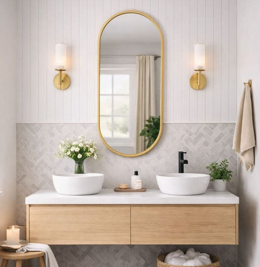 Gold Metal Runway Oval Mirror - 120cm x 40cm