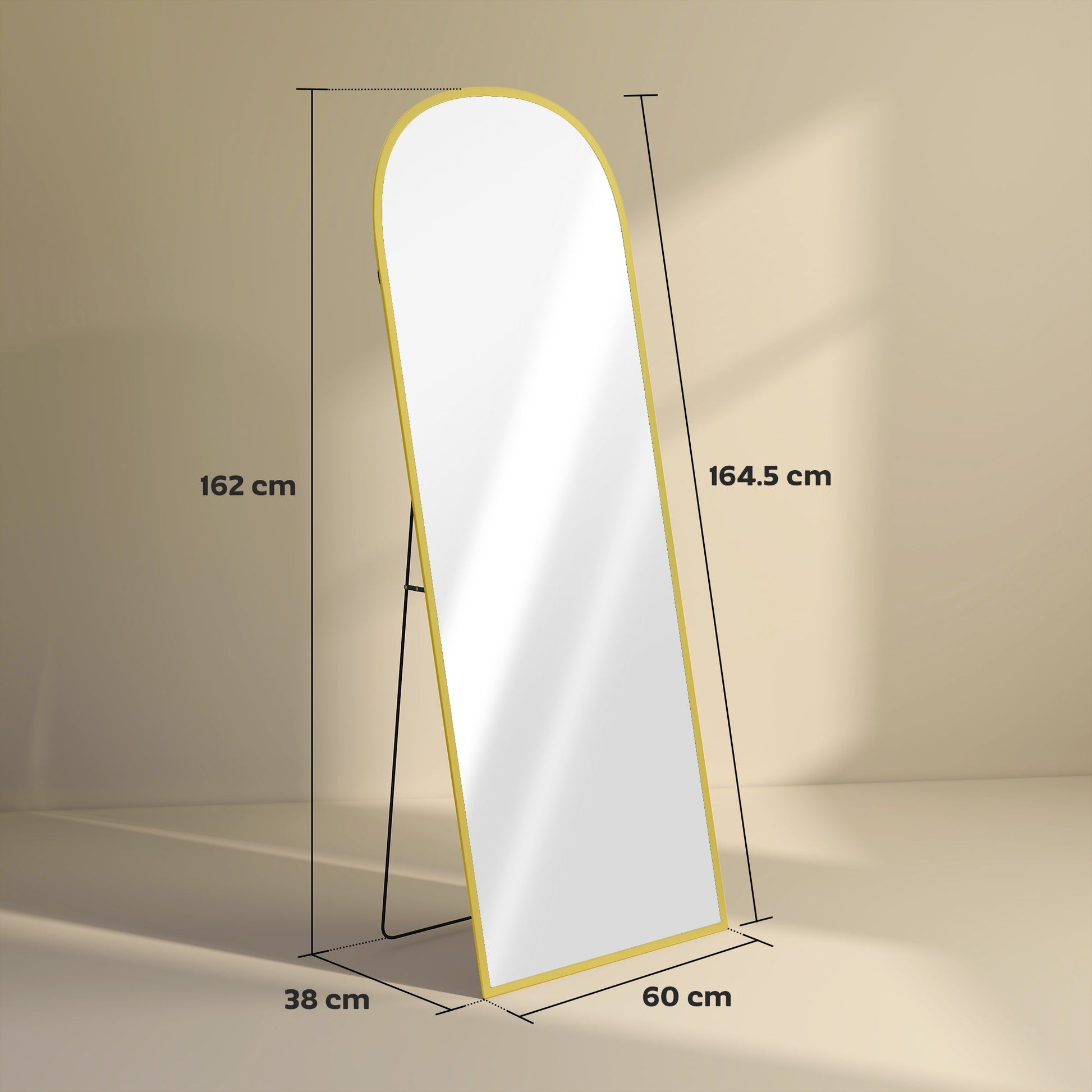Aluminium Frame Standing Mirror - Gold