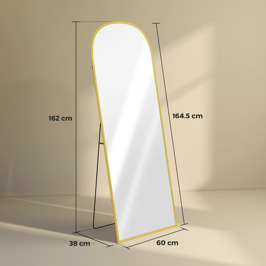 Aluminium Frame Standing Mirror - Gold
