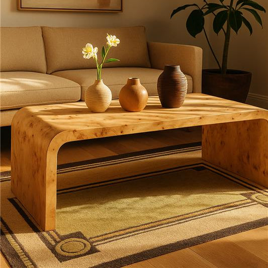 Mota Natural Burl Wood Curved Coffee Table