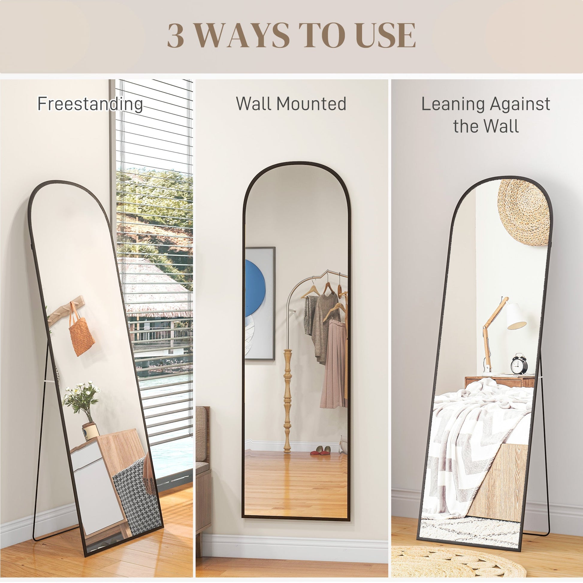 Aluminium Frame Standing Mirror - Black