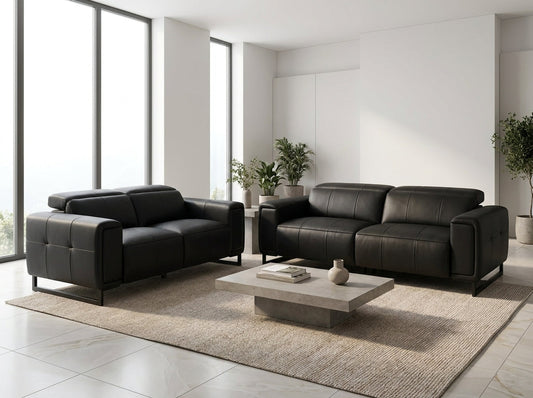 Richmond Electric Recliner Sofa Black 3+2 Set