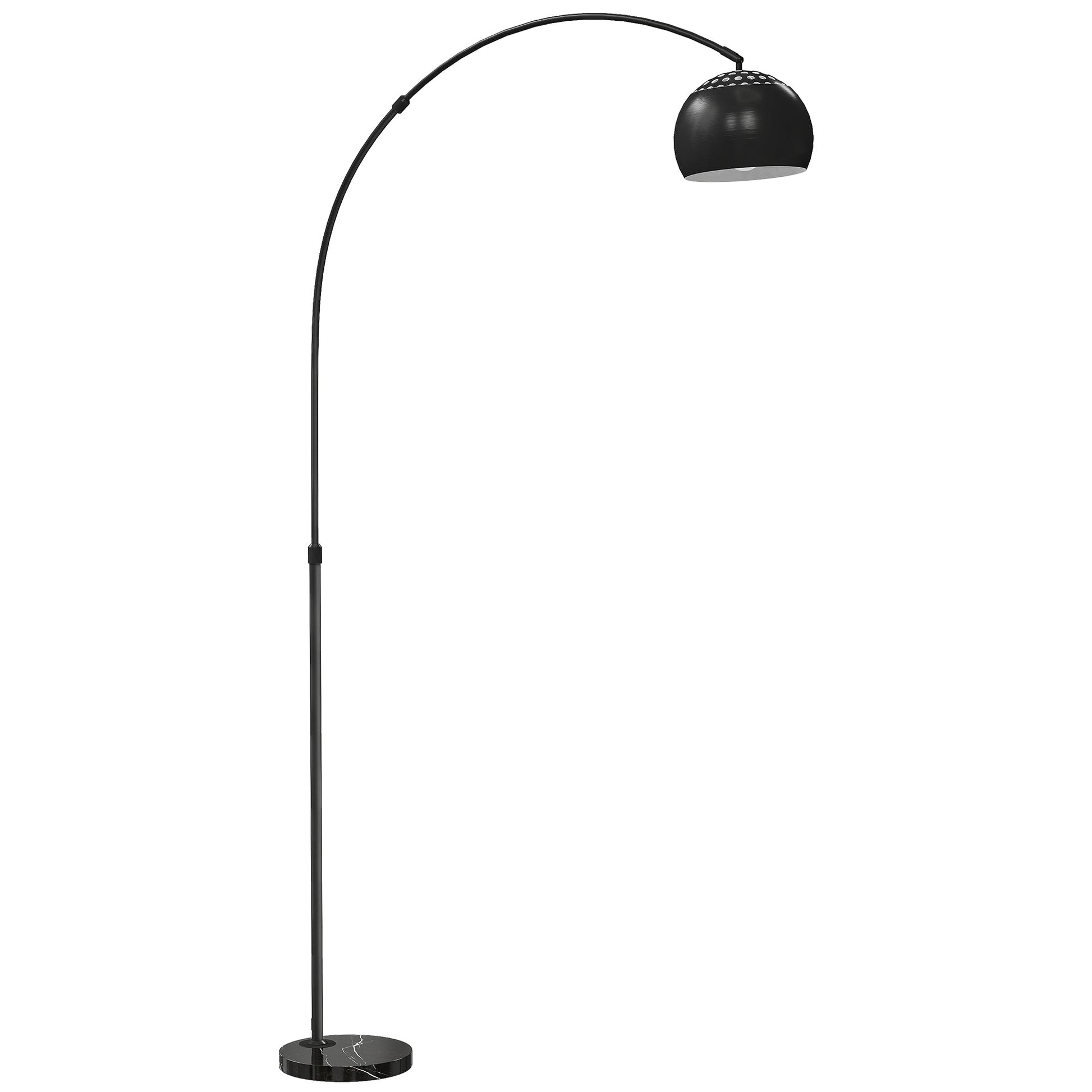 Arc Floor Lamp for Living Room, Modern Adjustable Standing Lamp with Faux Black Marble Base Black
