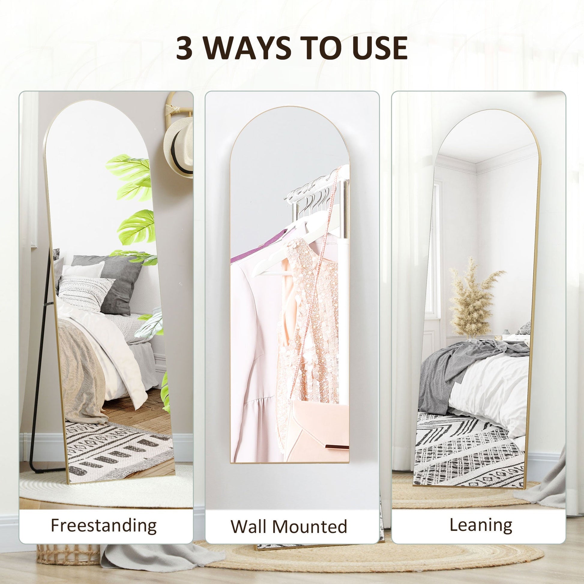 Arched Full Length Mirror - Gold Tone