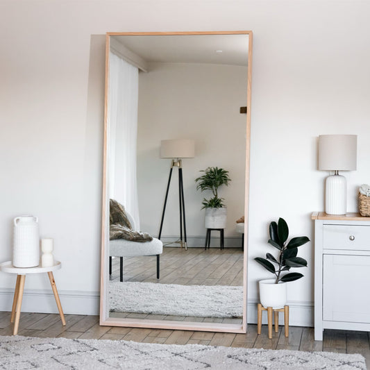 Full Length Natural Oak Rectangle Mirror - 200cm x 100cm