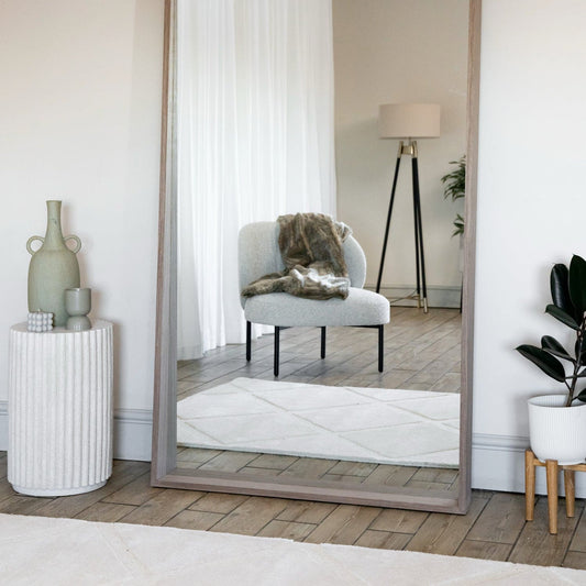 Full Length Walnut Wood Rectangle Mirror - 200cm x 100cm