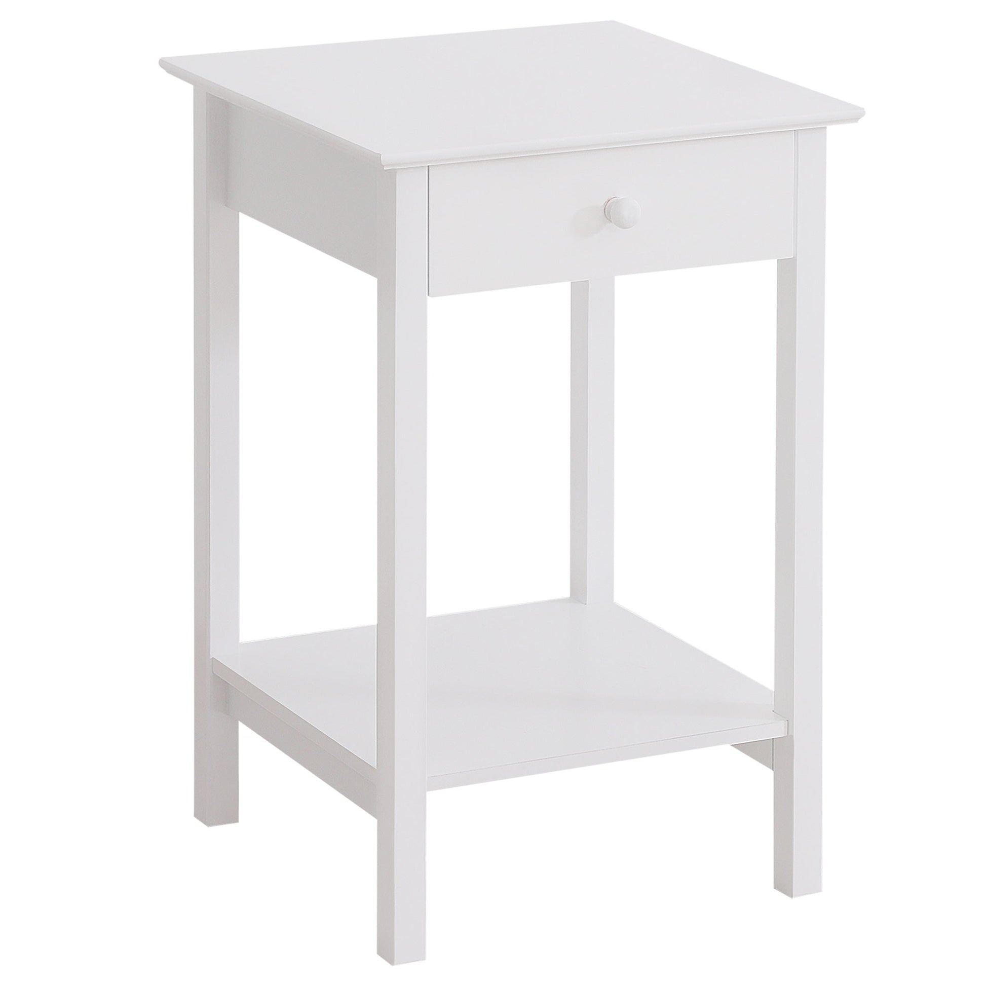 White Bedside Table, Wooden Side Table, Nightstand, Bedside Cabinet with Drawer and Storage Shelf for Bedroom and Living Room