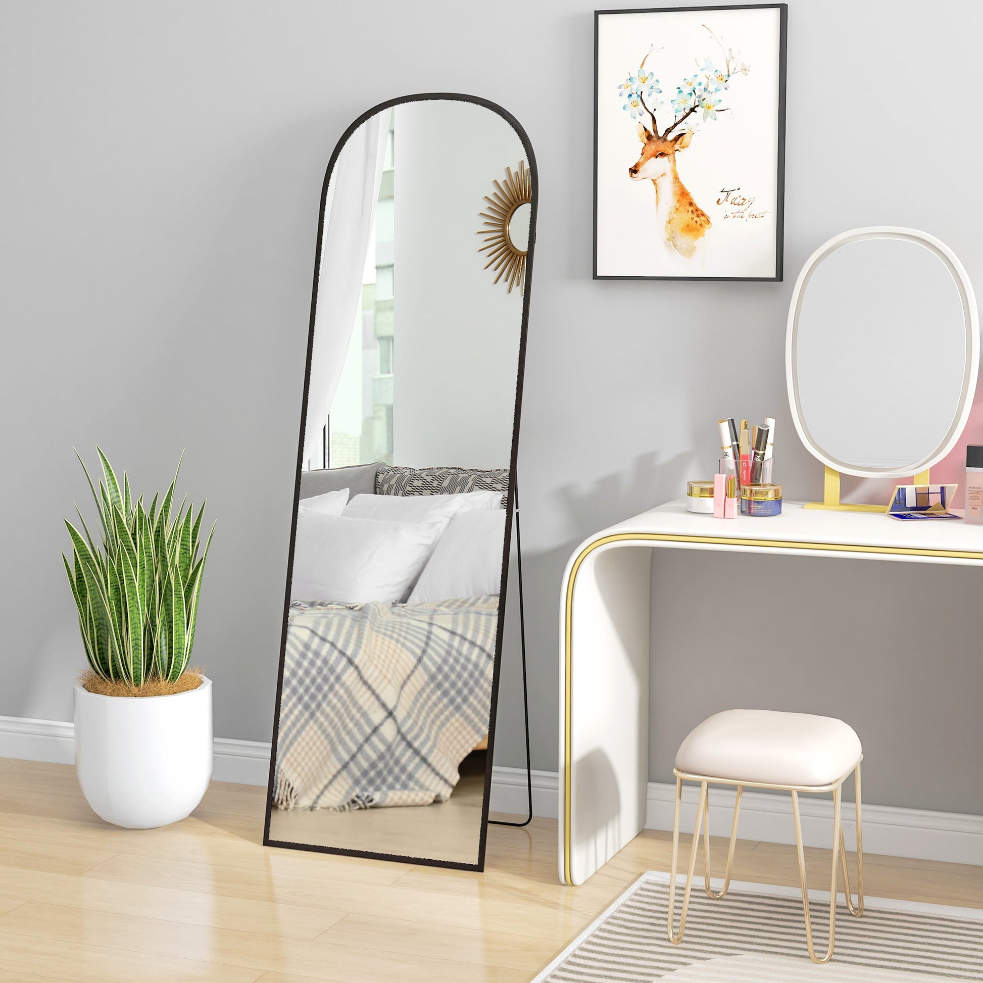 Aluminium Frame Standing Mirror - Black